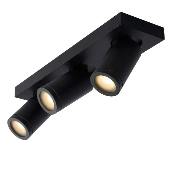 Lucide TAYLOR - Foco de techo Baño - LED Dim to warm - GU10 - 3x5W 2200K/3000K - IP44 - Negro - detalle 3